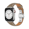 For Apple Watch Series 3 42mm Plain Leather Butterfly Buckle Watch Band(Gray+Silver) - free shipping - PMC TechLife - Order now!