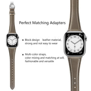 For Apple Watch Series 3 42mm Plain Leather Butterfly Buckle Watch Band(Gray+Silver)