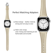 For Apple Watch Series 3 42mm Plain Leather Butterfly Buckle Watch Band(Beige+Silver)