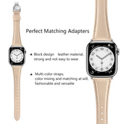 For Apple Watch Series 3 42mm Plain Leather Butterfly Buckle Watch Band(Apricot+Silver)