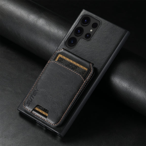 For Samsung Galaxy S24 Ultra Suteni H02 Leather Wallet Stand Back Phone Case(Black)