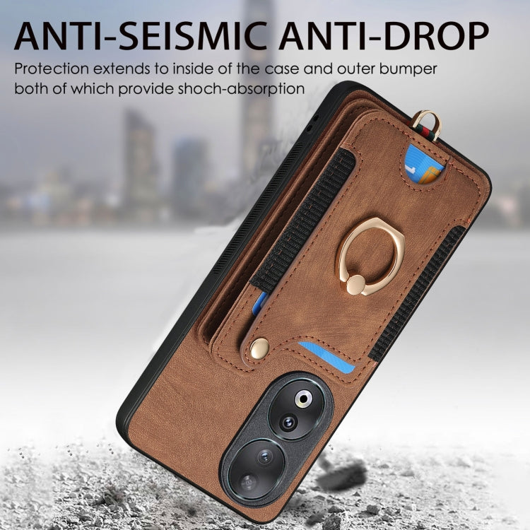 For Honor 90 Retro Skin-feel Ring Multi-card RFID Wallet Phone Case(Brown) - Honor Cases by PMC TechLife | Online Shopping South Africa | PMC TechLife