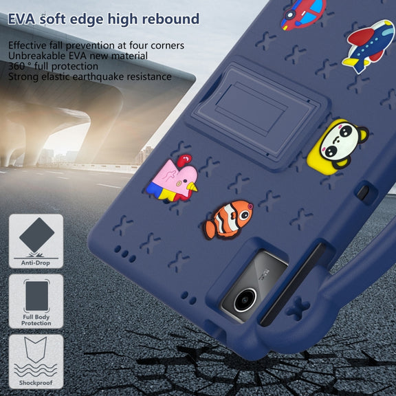 For Lenovo Tab P11 / J606F Handle Kickstand Children EVA Shockproof Tablet Case(Navy Blue)