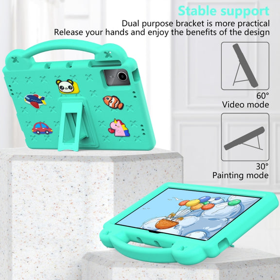 For TCL Tab 11 9466x3 Handle Kickstand Children EVA Shockproof Tablet Case(Mint Green)