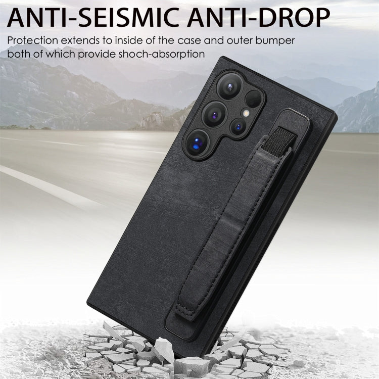 For Samsung Galaxy S24 Ultra 5G Retro Wristband Holder Leather Back Phone Case(Black) - Galaxy S24 Ultra 5G Cases by PMC TechLife | Online Shopping South Africa | PMC TechLife | Buy Now Pay Later Mobicred