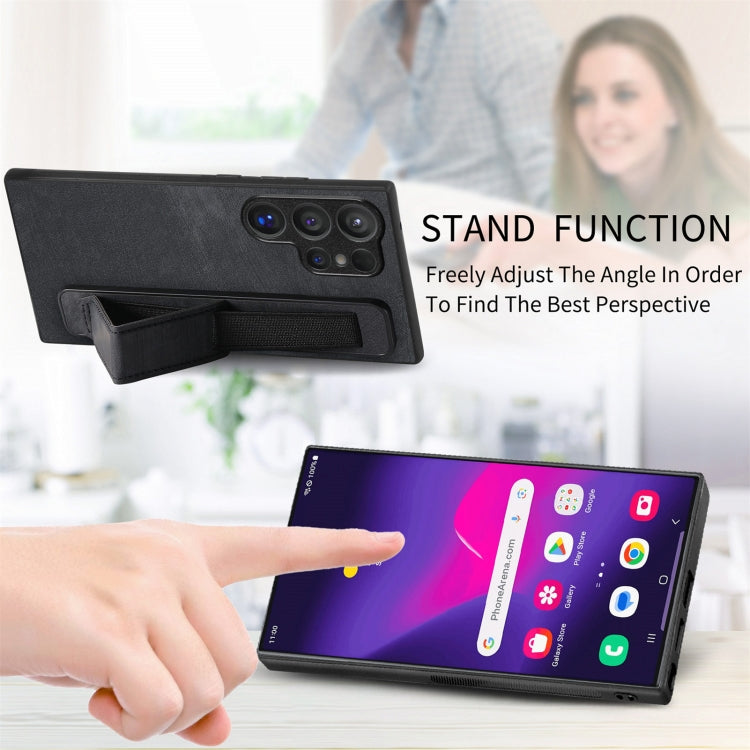 For Samsung Galaxy S24 Ultra 5G Retro Wristband Holder Leather Back Phone Case(Black) - Galaxy S24 Ultra 5G Cases by PMC TechLife | Online Shopping South Africa | PMC TechLife | Buy Now Pay Later Mobicred