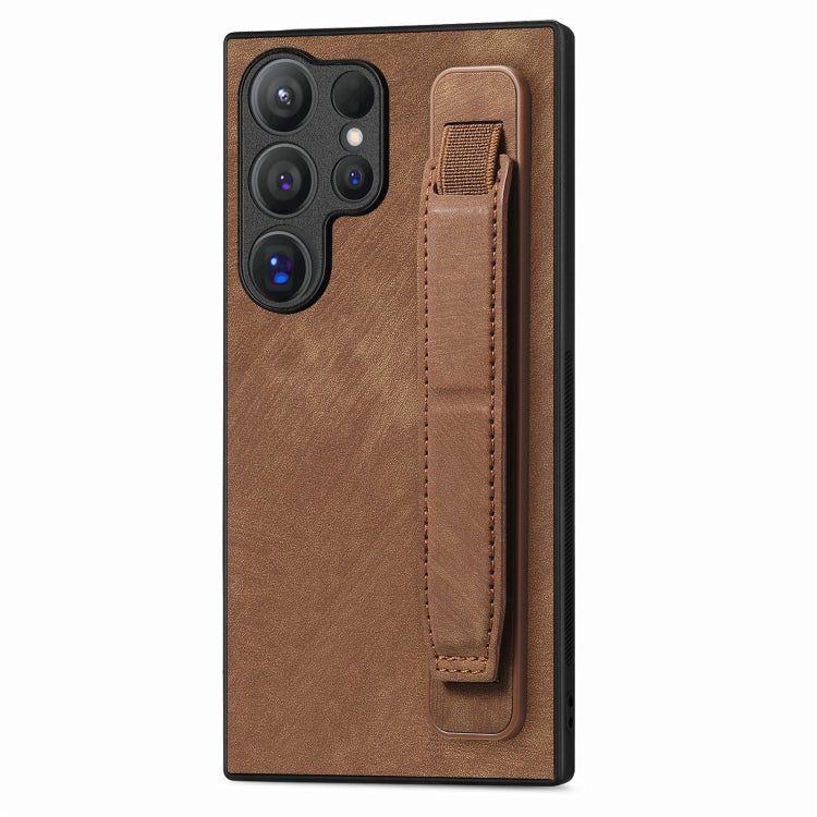 For Samsung Galaxy S24 Ultra 5G Retro Wristband Holder Leather Back Phone Case(Brown) - free shipping - PMC TechLife - Order now!