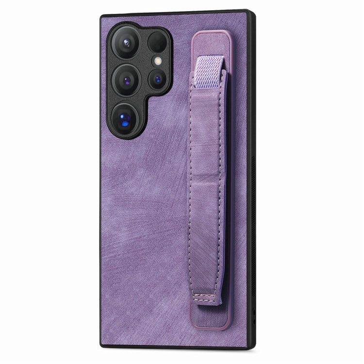 For Samsung Galaxy S24 Ultra 5G Retro Wristband Holder Leather Back Phone Case(Purple) - Galaxy S24 Ultra 5G Cases by PMC TechLife | Online Shopping South Africa | PMC TechLife