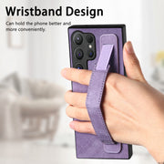 For Samsung Galaxy S24 Ultra 5G Retro Wristband Holder Leather Back Phone Case(Purple)