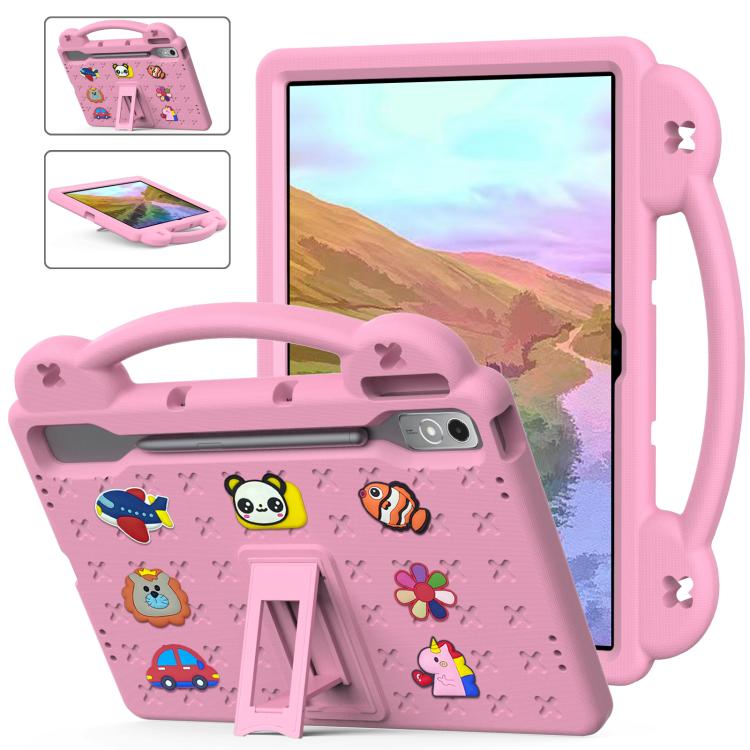 For  Lenovo Xiaoxin Pad Pro 12.7 2025 Handle Kickstand Children EVA Shockproof Tablet Case(Pink) - Lenovo by PMC TechLife | Online Shopping South Africa | PMC TechLife | Buy Now Pay Later Mobicred