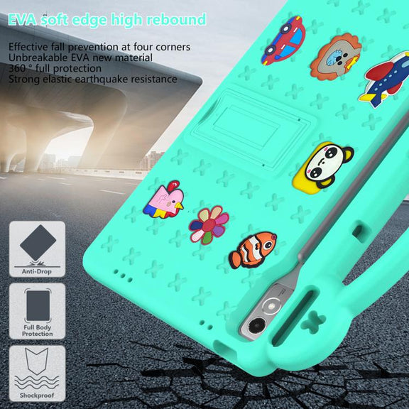 For  Lenovo Xiaoxin Pad Pro 12.7 2025 Handle Kickstand Children EVA Shockproof Tablet Case(Mint Green)