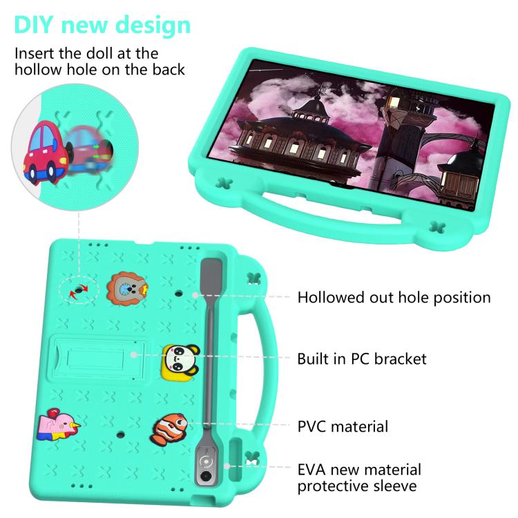 For  Lenovo Xiaoxin Pad Pro 12.7 2025 Handle Kickstand Children EVA Shockproof Tablet Case(Mint Green)