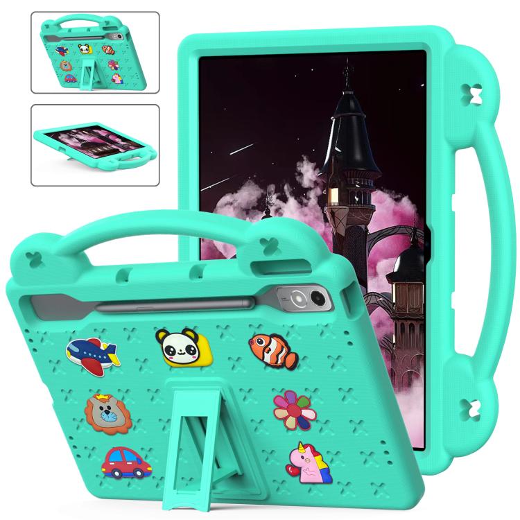 For  Lenovo Xiaoxin Pad Pro 12.7 2025 Handle Kickstand Children EVA Shockproof Tablet Case(Mint Green) - Lenovo by PMC TechLife | Online Shopping South Africa | PMC TechLife | Buy Now Pay Later Mobicred