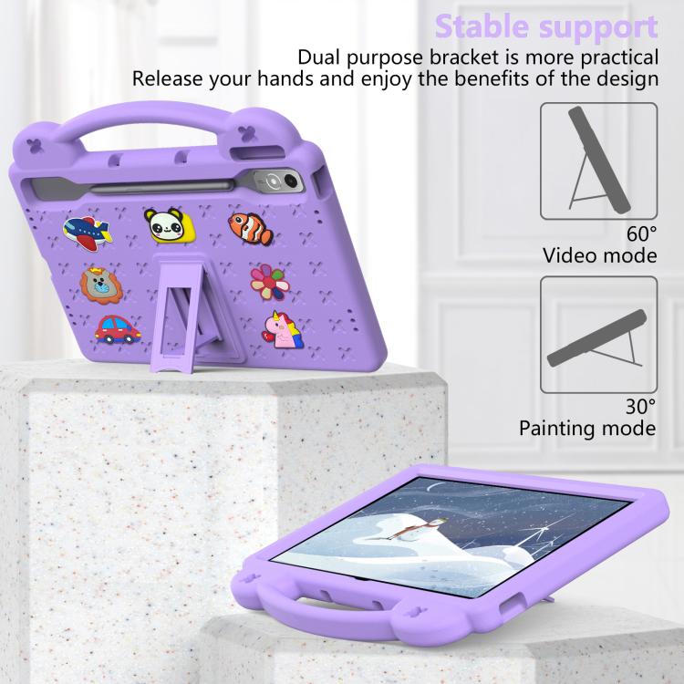 For  Lenovo Xiaoxin Pad Pro 12.7 2025 Handle Kickstand Children EVA Shockproof Tablet Case(Light Purple)