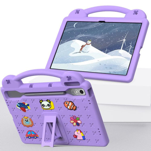 For  Lenovo Xiaoxin Pad Pro 12.7 2025 Handle Kickstand Children EVA Shockproof Tablet Case(Light Purple)