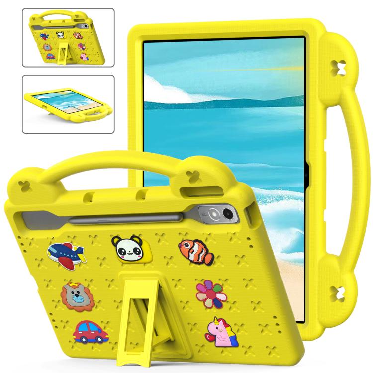 For  Lenovo Xiaoxin Pad Pro 12.7 2025 Handle Kickstand Children EVA Shockproof Tablet Case(Yellow) - Lenovo by PMC TechLife | Online Shopping South Africa | PMC TechLife | Buy Now Pay Later Mobicred