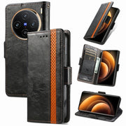 For vivo X100 CaseNeo Splicing Dual Magnetic Buckle Leather Phone Case(Black)