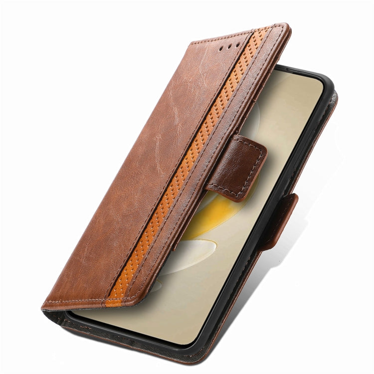 For vivo X100 CaseNeo Splicing Dual Magnetic Buckle Leather Phone Case(Brown)