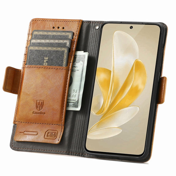 For vivo X100 CaseNeo Splicing Dual Magnetic Buckle Leather Phone Case(Khaki)