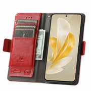 For vivo X100 CaseNeo Splicing Dual Magnetic Buckle Leather Phone Case(Red)