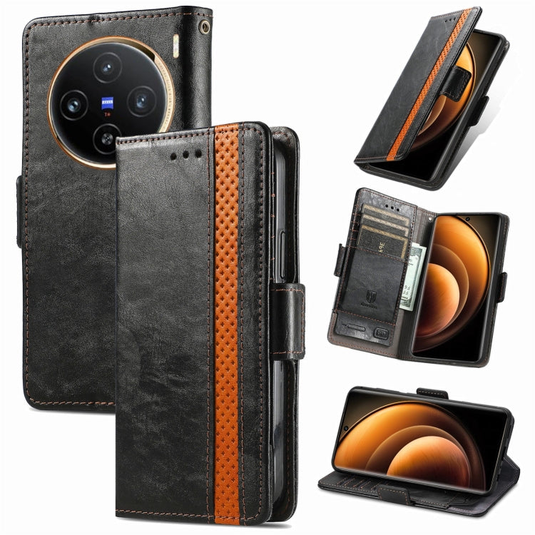 For vivo X100 Pro CaseNeo Splicing Dual Magnetic Buckle Leather Phone Case(Black) - X100 Pro Cases by imak | Online Shopping South Africa | PMC TechLife | Buy Now Pay Later Mobicred