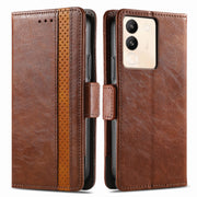 For vivo X100 Pro CaseNeo Splicing Dual Magnetic Buckle Leather Phone Case(Brown)
