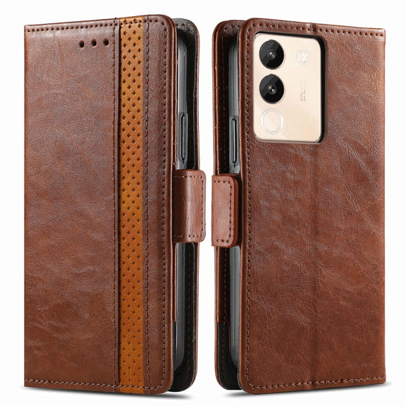 For vivo X100 Pro CaseNeo Splicing Dual Magnetic Buckle Leather Phone Case(Brown)