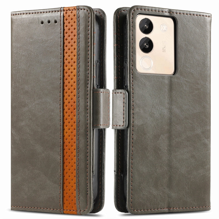 For vivo X100 Pro CaseNeo Splicing Dual Magnetic Buckle Leather Phone Case(Gray)
