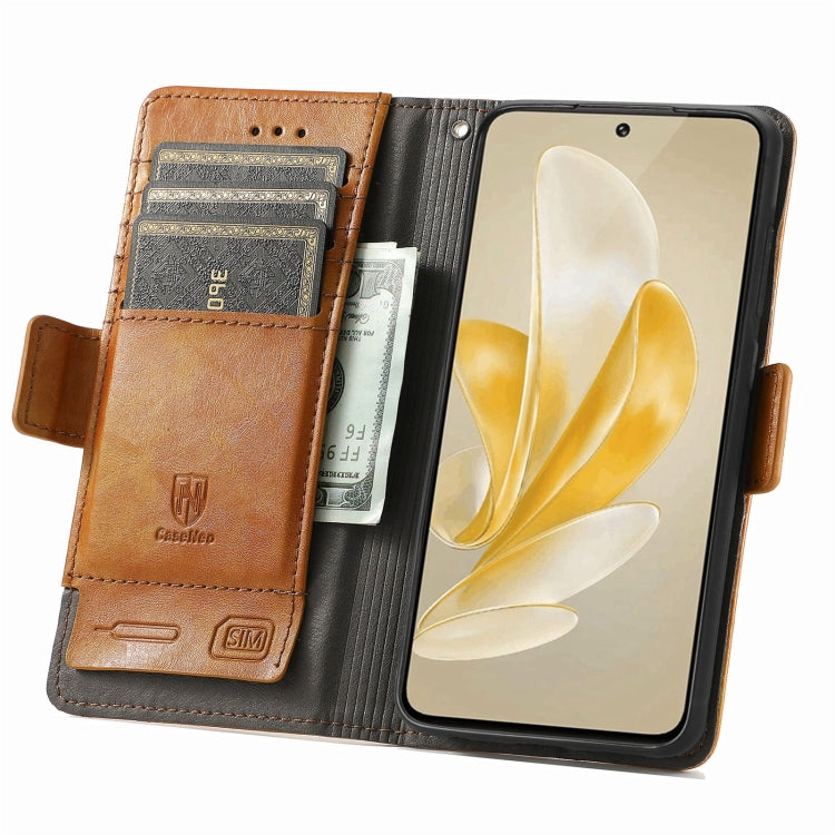 For vivo X100 Pro CaseNeo Splicing Dual Magnetic Buckle Leather Phone Case(Khaki)