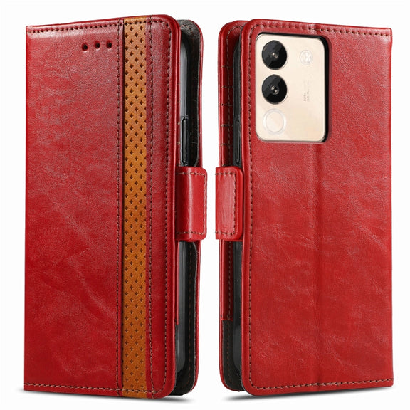 For vivo X100 Pro CaseNeo Splicing Dual Magnetic Buckle Leather Phone Case(Red)
