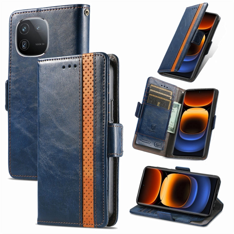 For vivo iQOO 12 5G CaseNeo Splicing Dual Magnetic Buckle Leather Phone Case(Blue) - iQOO 12 Cases by PMC TechLife | Online Shopping South Africa | PMC TechLife | Buy Now Pay Later Mobicred