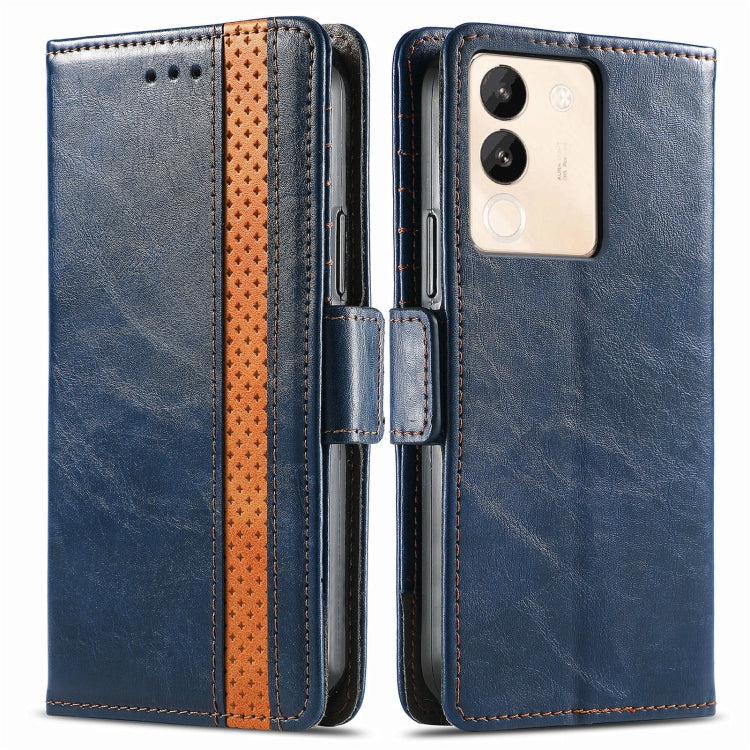 For vivo iQOO 12 5G CaseNeo Splicing Dual Magnetic Buckle Leather Phone Case(Blue) - iQOO 12 Cases by PMC TechLife | Online Shopping South Africa | PMC TechLife | Buy Now Pay Later Mobicred