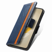 For vivo iQOO 12 5G CaseNeo Splicing Dual Magnetic Buckle Leather Phone Case(Blue)
