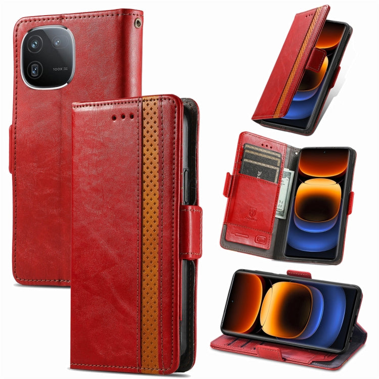 For vivo iQOO 12 Pro CaseNeo Splicing Dual Magnetic Buckle Leather Phone Case(Red) - vivo Cases by PMC TechLife | Online Shopping South Africa | PMC TechLife | Buy Now Pay Later Mobicred