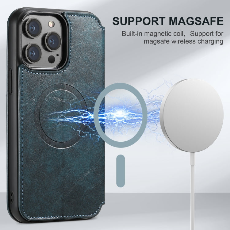 For iPhone 16 Plus Suteni J05 Leather Magnetic MagSafe Phone Case(Blue) - free shipping - PMC Jewellery - Order now!