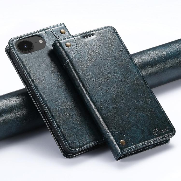 For iPhone 16e Suteni Baroque Calf Texture Buckle Wallet Leather Phone Case(Blue) - free shipping - PMC TechLife - Order now!