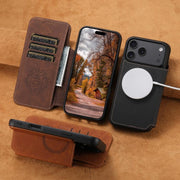 For iPhone 15 Plus Suteni J06 Retro Matte Litchi Texture Leather MagSafe Phone Case(Black)