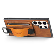 For Samsung Galaxy S24 Ultra 5G Suteni H13 Card Wallet Wrist Strap Holder PU Phone Case(Brown)