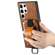 For Samsung Galaxy S24 Ultra 5G Suteni H13 Card Wallet Wrist Strap Holder PU Phone Case(Brown)