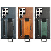 For Samsung Galaxy S24 Ultra 5G Suteni H13 Card Wallet Wrist Strap Holder PU Phone Case(Brown)