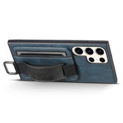 For Samsung Galaxy S24 Ultra 5G Suteni H13 Card Wallet Wrist Strap Holder PU Phone Case(Blue)