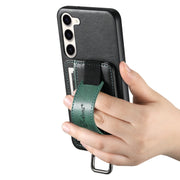 For Samsung Galaxy S24+  5G Suteni H13 Card Wallet Wrist Strap Holder PU Phone Case(Black)