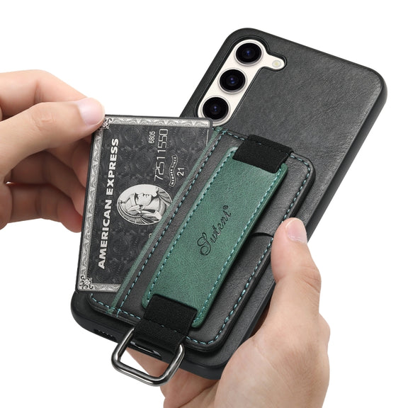 For Samsung Galaxy S24+  5G Suteni H13 Card Wallet Wrist Strap Holder PU Phone Case(Black)