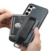 For Samsung Galaxy S24  5G Suteni H13 Card Wallet Wrist Strap Holder PU Phone Case(Blue)