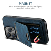 For iPhone 16 Suteni H02 Litchi Leather Card Wallet Stand Back Phone Case(Blue)