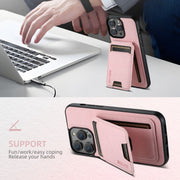 For iPhone 16 Plus Suteni H02 Litchi Leather Card Wallet Stand Back Phone Case(Pink)