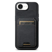 For iPhone 16e Suteni H02 Litchi Leather Card Wallet Stand Back Phone Case(Black)