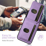 For iPhone 16e Suteni H02 Litchi Leather Card Wallet Stand Back Phone Case(Purple)
