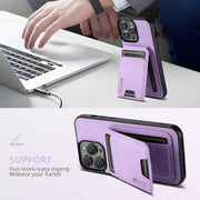 For iPhone 16e Suteni H02 Litchi Leather Card Wallet Stand Back Phone Case(Purple)