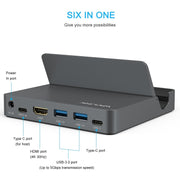 WAVLINK WL-UHP3D01 Portable Type-C Cell Phone Docking Station Multi-Port USB HUB Adapter(US Plug)